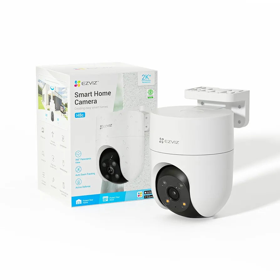 EZVIZ 2K+ Outdoor Camera Wired, 360° PTZ WiFi Camera for Home Security, Outside Surveillance with AI Detection Auto-Tracking, Color Night Vision, Two-Way Talk, Waterproof, Alexa, 512GB | H8C 4MP