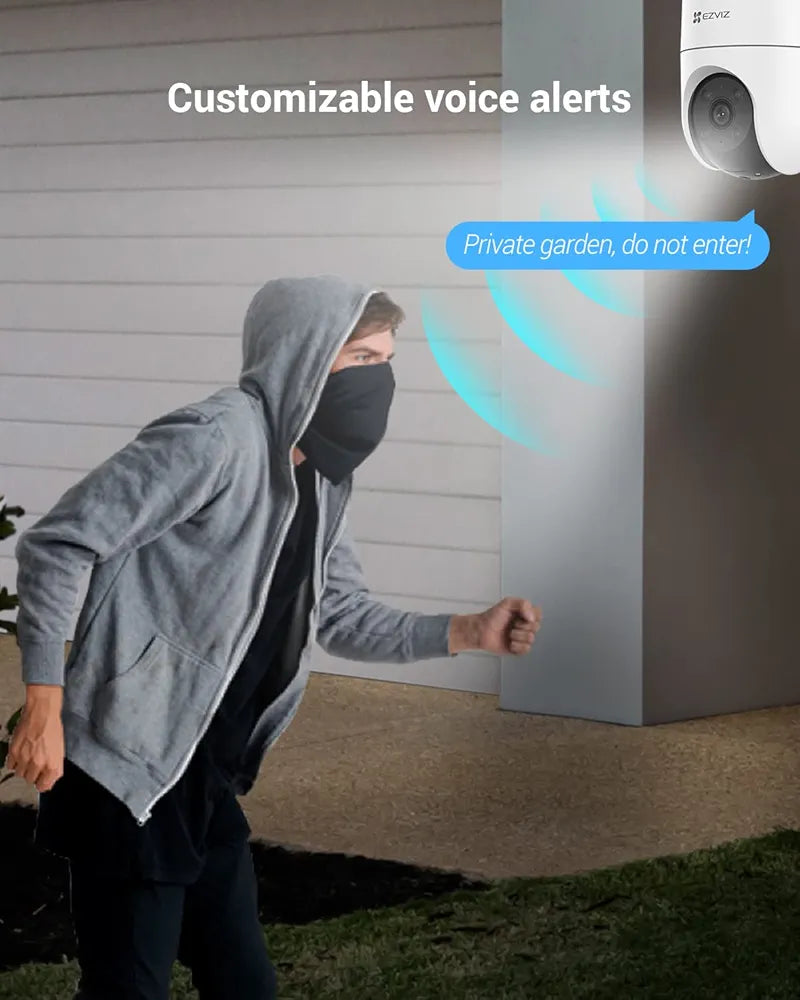 EZVIZ 2K+ Outdoor Camera Wired, 360° PTZ WiFi Camera for Home Security, Outside Surveillance with AI Detection Auto-Tracking, Color Night Vision, Two-Way Talk, Waterproof, Alexa, 512GB | H8C 4MP