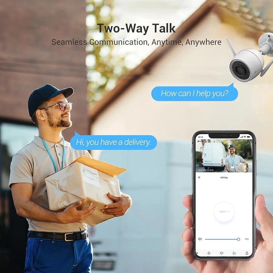 EZVIZ Two-Way Call 2.5K Outdoor Cameras for Home Security Outside, WiFi Surveillance Camera, No Subscription with Color Night Vision, IP67 Waterproof, Motion Detection, Custom Voice Alerts, Alexa