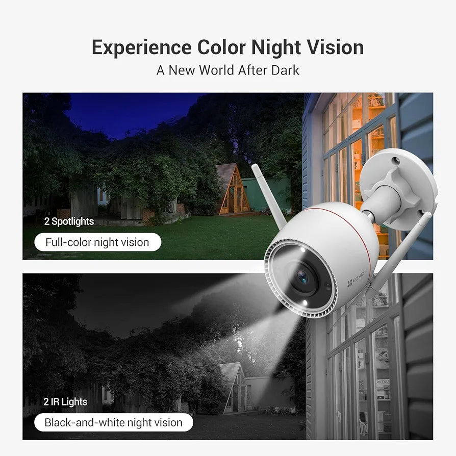 EZVIZ Custom Voice Alerts, 2K Outdoor Cameras for Home Security Outside, WiFi Surveillance Camera, No Subscription with Color Night Vision, IP67 Waterproof, Motion Detection, Two-Way Talk, Alexa