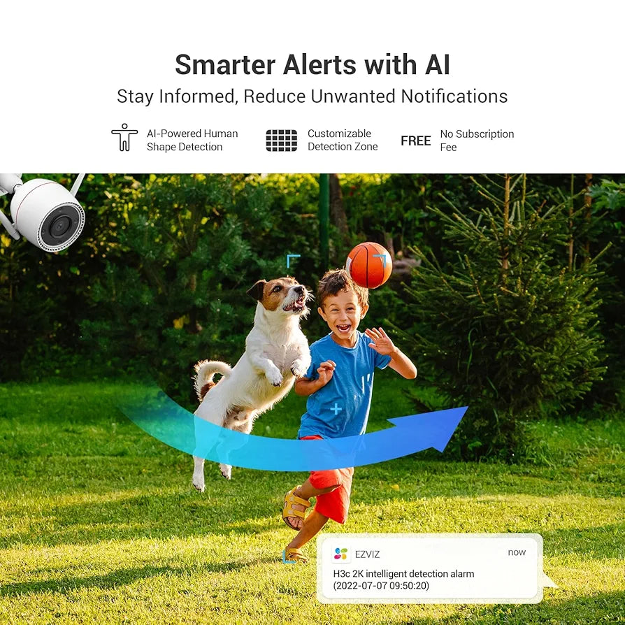 EZVIZ Custom Voice Alerts, 2K Outdoor Cameras for Home Security Outside, WiFi Surveillance Camera, No Subscription with Color Night Vision, IP67 Waterproof, Motion Detection, Two-Way Talk, Alexa