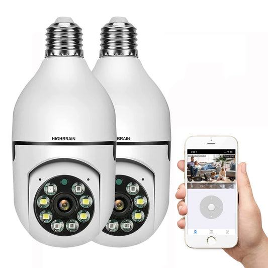 Bulb Holder Camera WiFi security PT camera, 2MP 1080P HD, 360 Rotation, Day and night Full Colour.